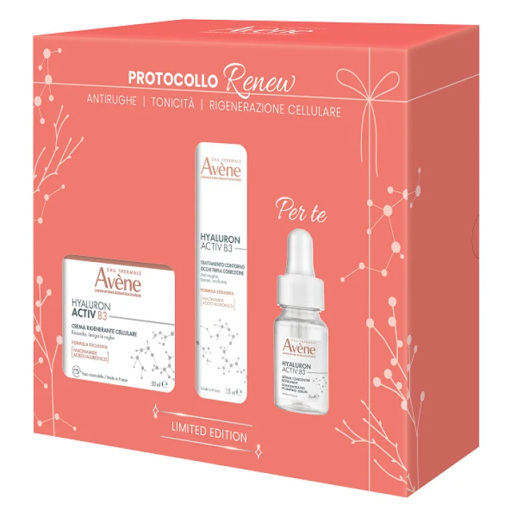 Av&egrave;ne Eau Thermale Hyaluron Activ B3 Cofanetto di Bellezza Protocollo Renew Crema Rigenerante Cellulare 50 ml + Contorno Occhi 15 ml + Siero 30 ml Trattamento Anti-rughe