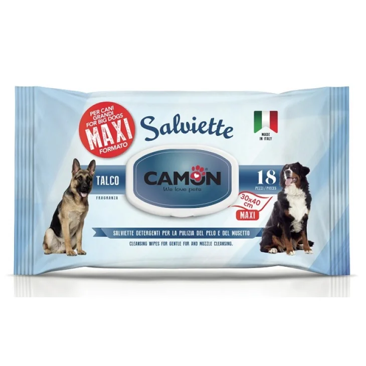 Camon Salviette Maxi al Talco Salviette Detergenti per Cani Grandi 18 pezzi Camon Salviette Maxi al Talco Salviette Detergenti per Cani Grandi 18 pezzi