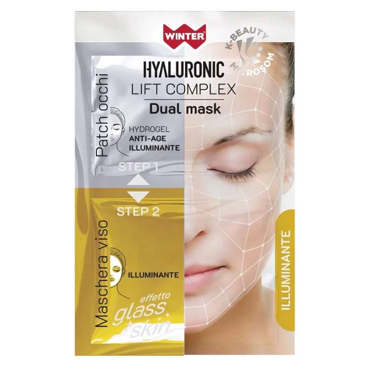 Winter Hyaluronic Lift Complex Dual Mask Illuminante Patch Occhi e Maschera Viso Glass Skin Winter Hyaluronic Lift Complex Dual Mask Illuminante Patch Occhi e Maschera Viso Glass Skin