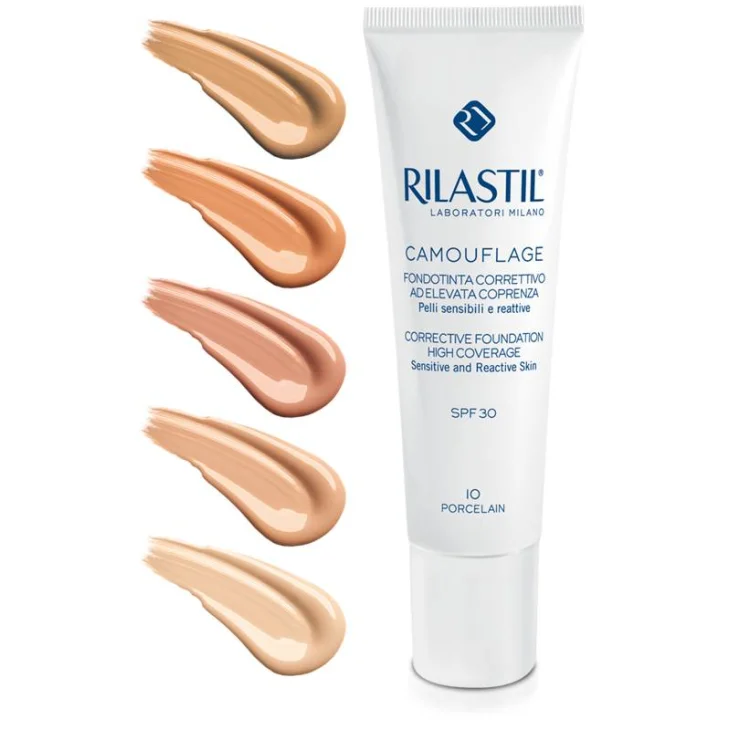 Rilastil Camouflage Fondotinta Fluido Alta Coprenza Protezione Solare Viso SPF 30 30 ml - Colore: Natural