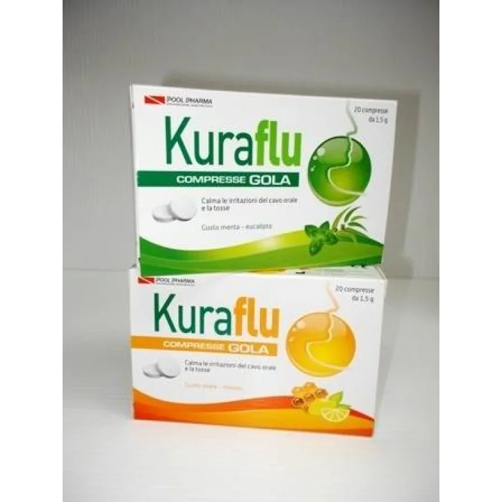 Pool Pharma Kuraflu Gola Integratore per la Gola - Gusto: Miele ed Eucalipto