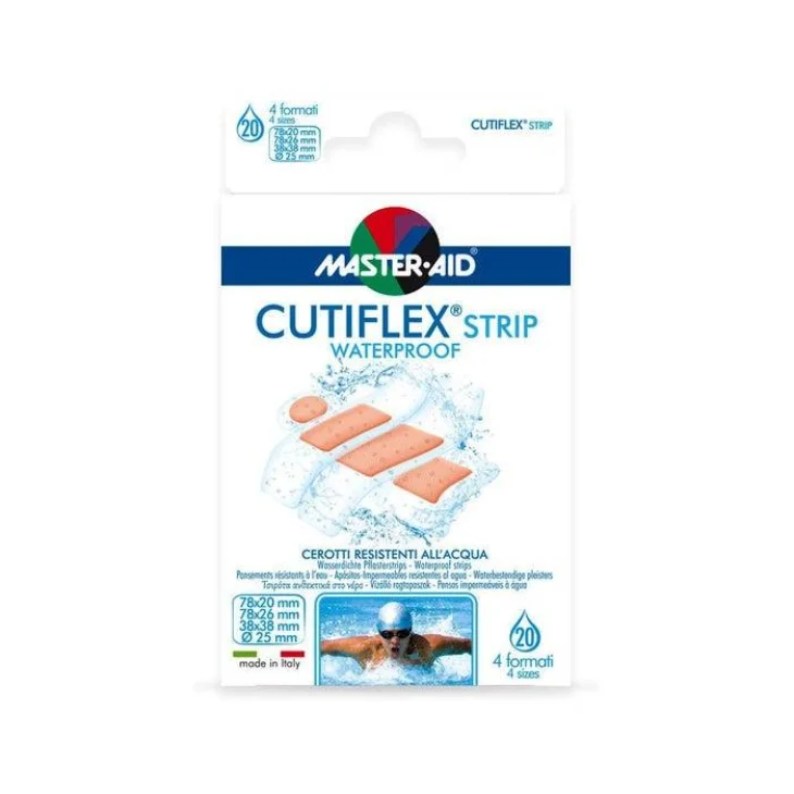Master Aid Cutiflex Strip Acqua Stop Cerotto trasparente e impermeabile 20 cerotti - Misura: Super (86x39mm) - 10 pezzi