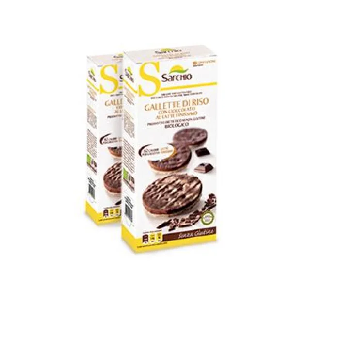 Sarchio Gallette Biologiche di Riso con Cioccolato Finissimo al Latte - Formato: 34 grammi