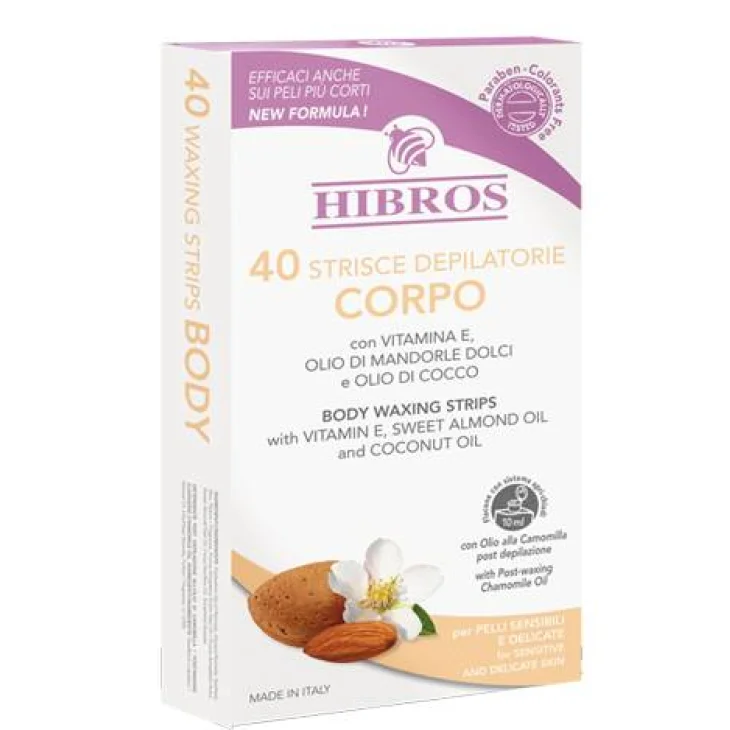 Hibros Strisce Depilatorie Corpo Pelli Sensibili - Formato: 40 strisce