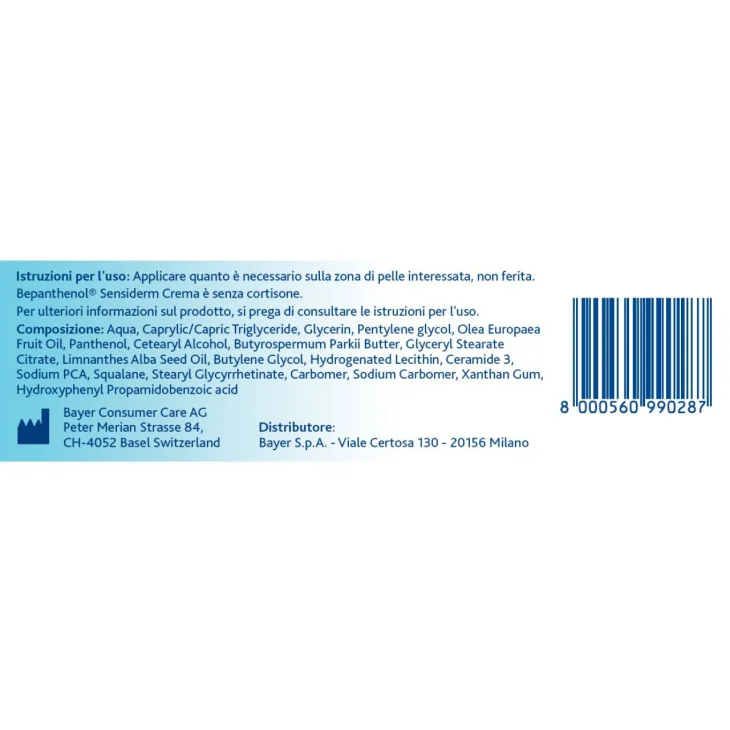 Bepanthenol Sensiderm Crema Lenitiva Antiprurito e Rossori - Formato: 50 g