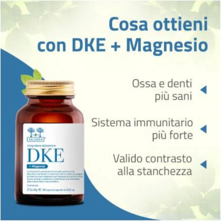 Salugea DKE Magnesio Integratore a base di Vitamine e Magnesio 60 Capsule Salugea DKE Magnesio Integratore a base di Vitamine e Magnesio 60 Capsule
