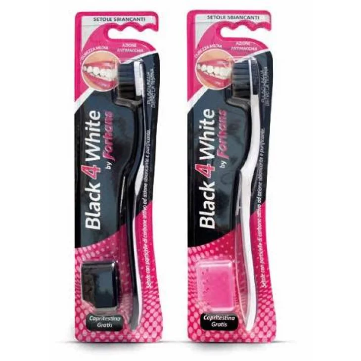 Forhans Black4White Spazzolino Con Setole Al Carbone 1 pezzo Forhans Black4White Spazzolino Con Setole Al Carbone 1 pezzo