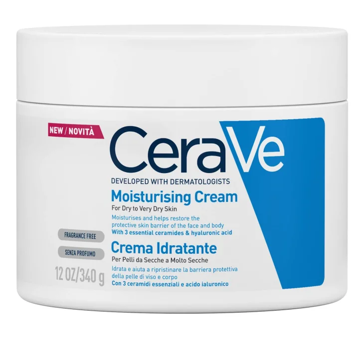 CeraVe Crema Idratante Per Pelli Da Secche a Molto Secche Per il Corpo e il Viso 340 g