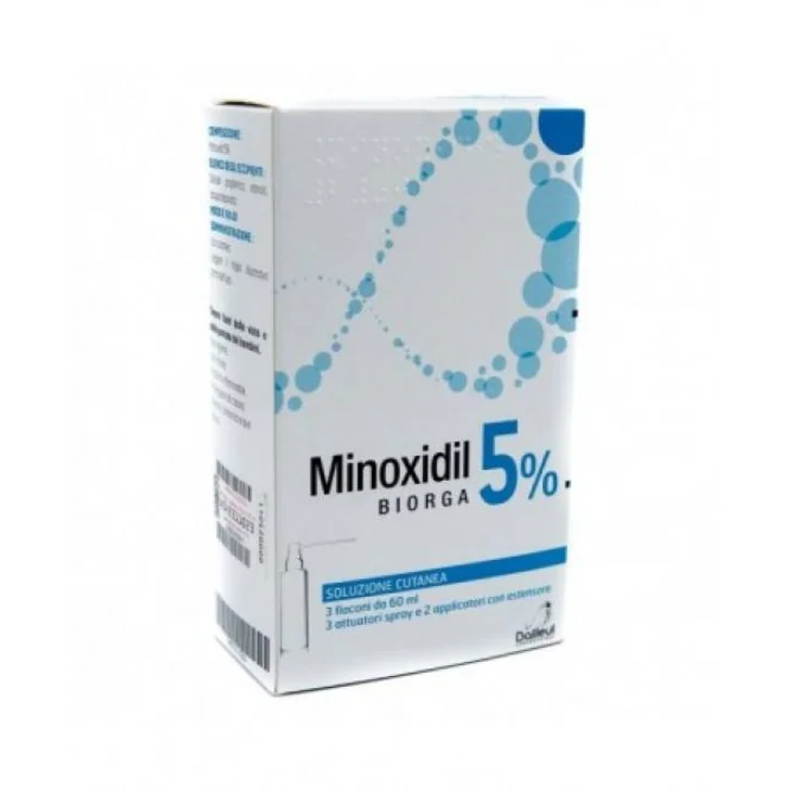 Minoxidil Biorga 5% Soluzione Cutanea 3 Flaconi da 60 ML Minoxidil Biorga 5% Soluzione Cutanea 3 Flaconi da 60 ML