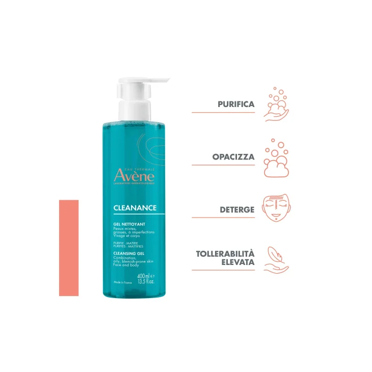 Av&egrave;ne Eau Thermale Cleanance Gel Detergente Purificante Nuova Formula 400 ml