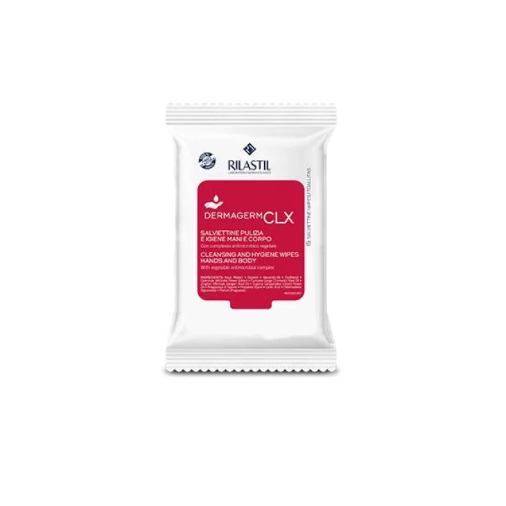 Rilastil Dermagerm CLX Salviettine Pulizia e Igiene Mani e Corpo 15 salviette