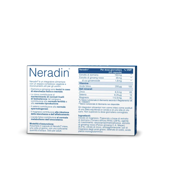Neradin Integratore Tonico e per un normale livello di Testosterone nell'uomo 28 capsule