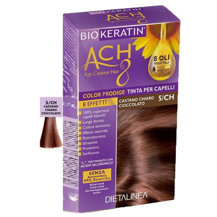 Biokeratin ACH8 Tinta Vegetale per Capelli Colore 5/CH Castano Chiaro Cioccolato