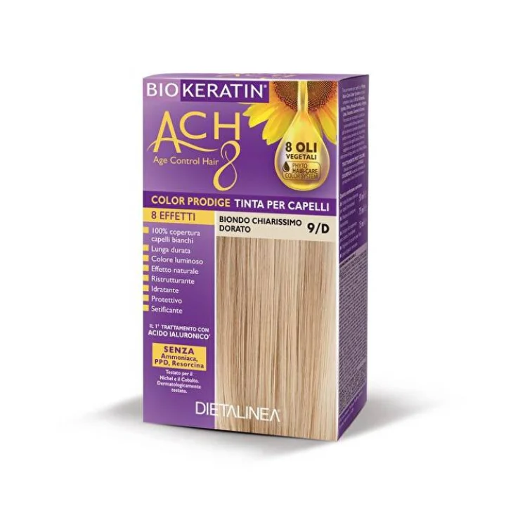 Biokeratin ACH8 Tinta Vegetale per Capelli Colore 9/D Biondo Chiarissimo Dorato