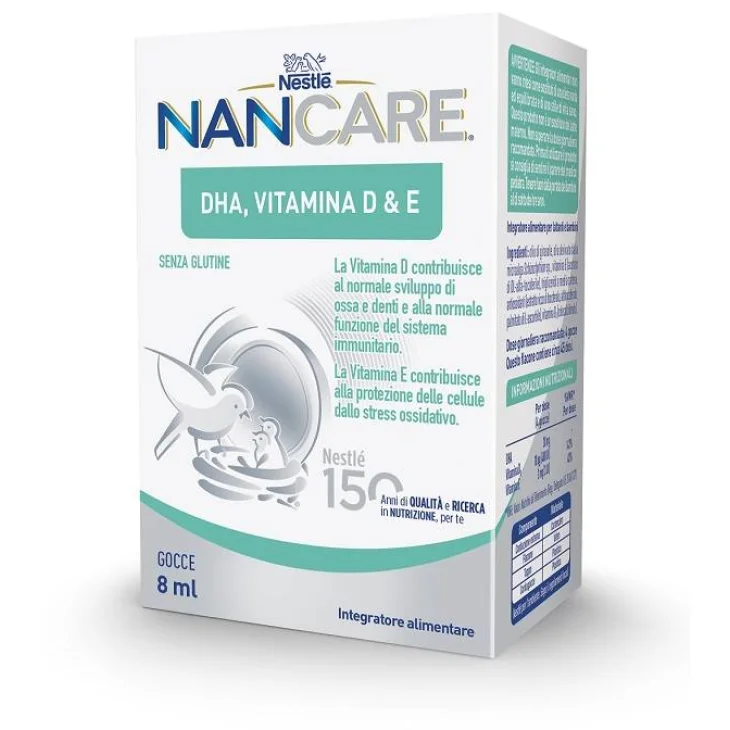Nestlè Nancare Gocce Integratore Vitamina D, E e DHA per Lattanti 8 ml Nestlè Nancare Gocce Integratore Vitamina D, E e DHA per Lattanti 8 ml