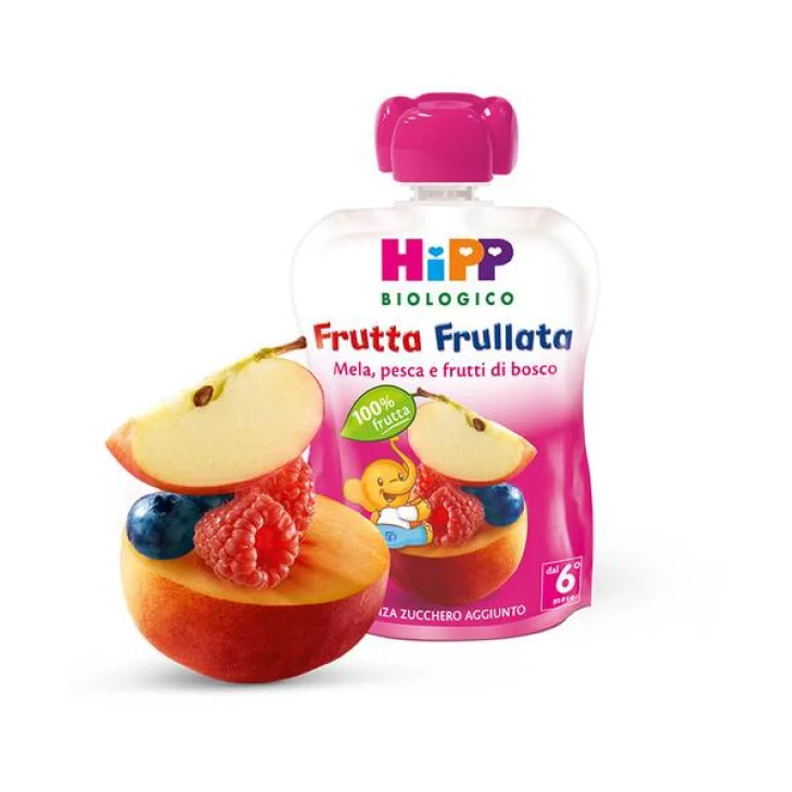 Hipp Bio Frutta Frullata Mela Pesca Frutti Di Bosco 90 G Hipp Bio Frutta Frullata Mela Pesca Frutti Di Bosco 90 G
