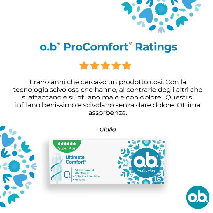 o.b. Assorbenti Interni ProComfort Super Plus Flusso Molto Intenso, Inserimento e Rimozione Facile16 pz