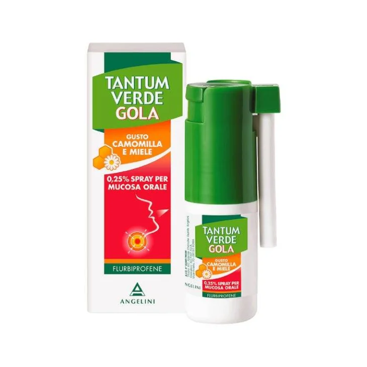 Tantum Verde Gola 0,25% Spray per mucosa orale Gusto Camomilla E Miele 15 ml Tantum Verde Gola 0,25% Spray per mucosa orale Gusto Camomilla E Miele 15 ml
