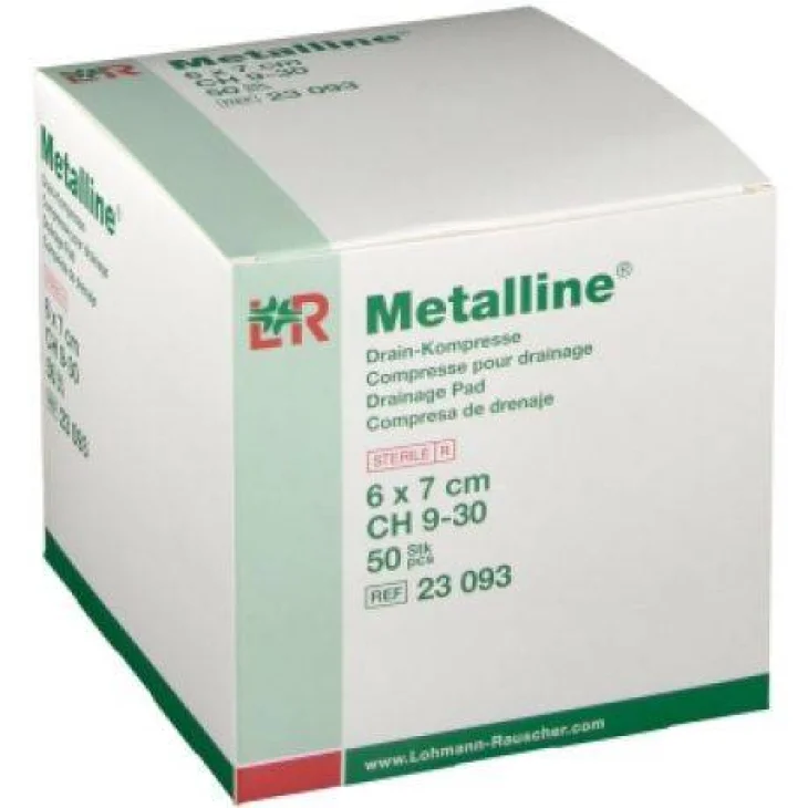 Metalline Drain Compresse 6X7 Medicazione 1 pezzo Metalline Drain Compresse 6X7 Medicazione 1 pezzo