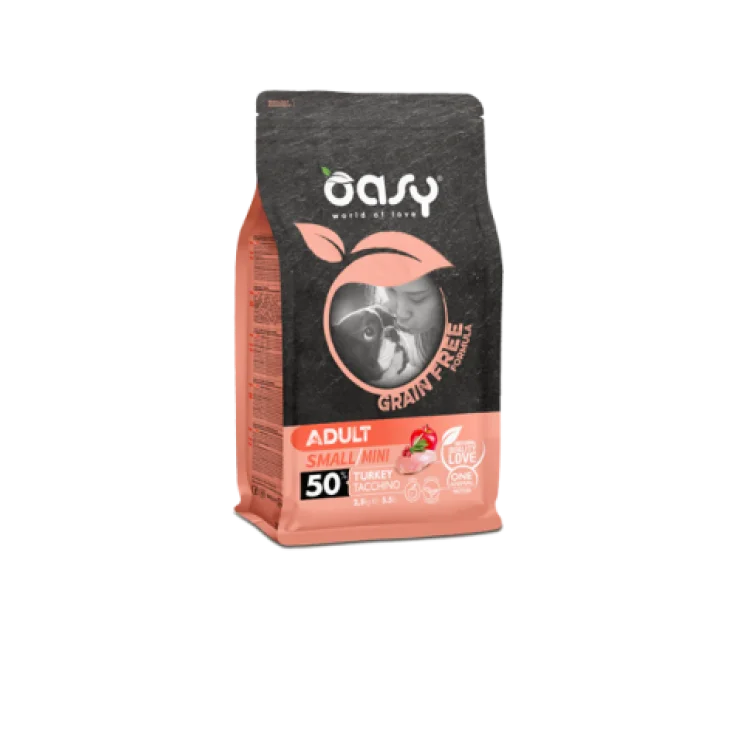 Oasy Grain Free Adult Small/Mini Cibo Secco per Cani Senza Glutine Gusto Tacchino 800 g Oasy Grain Free Adult Small/Mini Cibo Secco per Cani Senza Glutine Gusto Tacchino 800 g