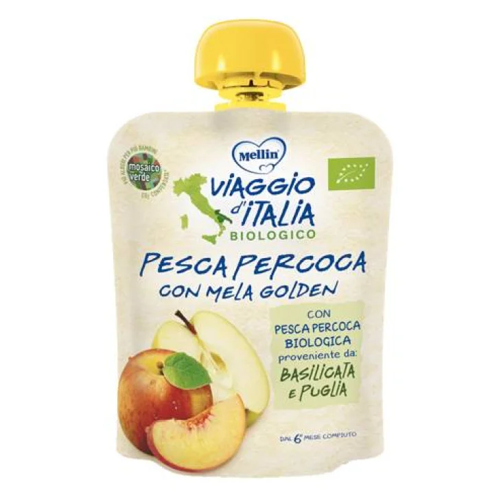 MELLIN VIAGGIO ITALIA POUCH BIO PESCA PERCOCCA MELA GOLDEN 90 G