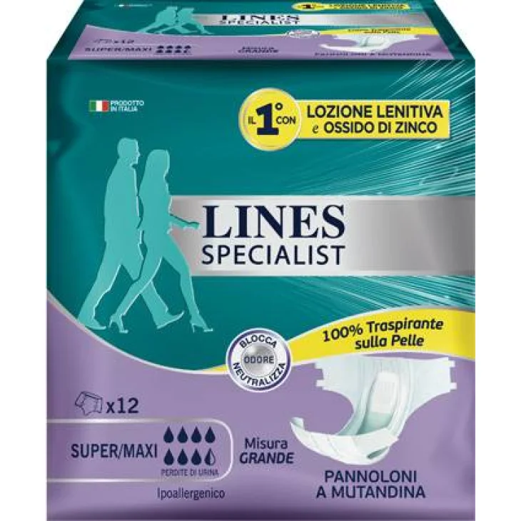 LINES SPECIALIST PANNOLONE A MUTANDA GRANDE 12 PEZZI LINES SPECIALIST PANNOLONE A MUTANDA GRANDE 12 PEZZI