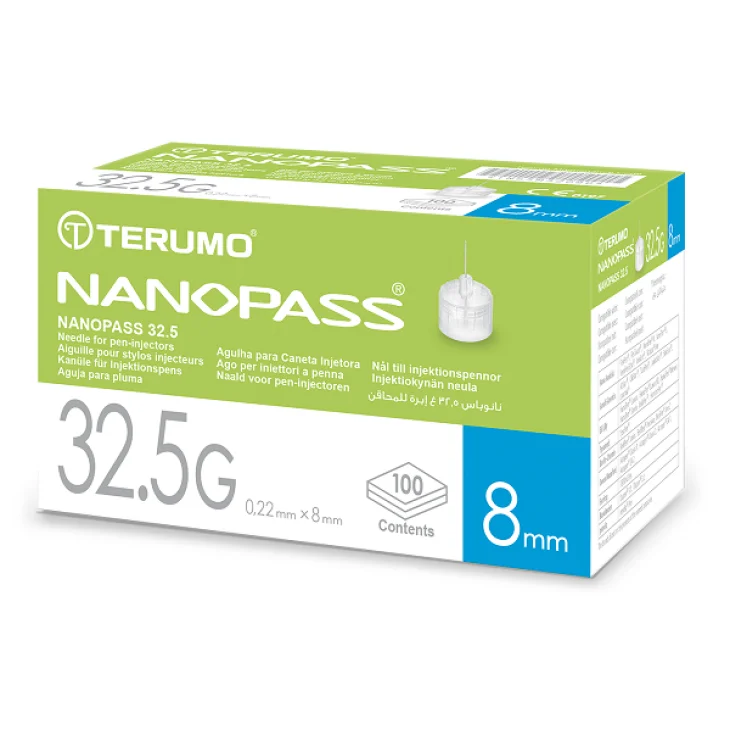 Ago Per Penna Da Insulina Nanopass 32,5 Gauge Lunghezza 8 Mm 100 Pezzi Ago Per Penna Da Insulina Nanopass 32,5 Gauge Lunghezza 8 Mm 100 Pezzi