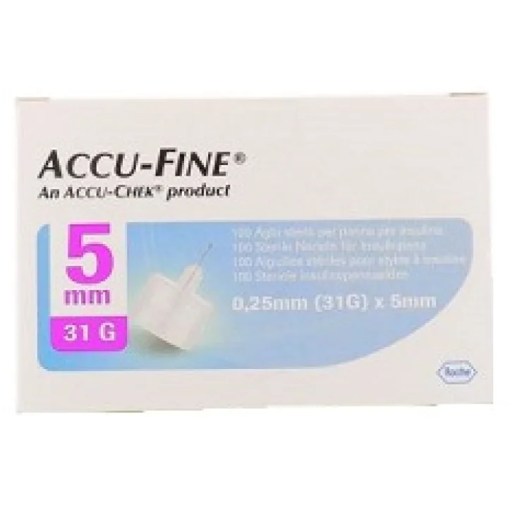 AGO PER PENNA DA INSULINA ACCU-FINE PEN NEEDLE ACCU-CHEK GAUGE 31 X 5MM 100 PEZZI AGO PER PENNA DA INSULINA ACCU-FINE PEN NEEDLE ACCU-CHEK GAUGE 31 X 5MM 100 PEZZI