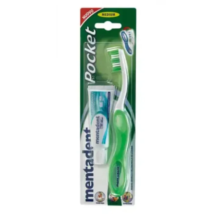 Mentadent Kit Pocket Spazzolino + dentifricio 16 ml Mentadent Kit Pocket Spazzolino + dentifricio 16 ml