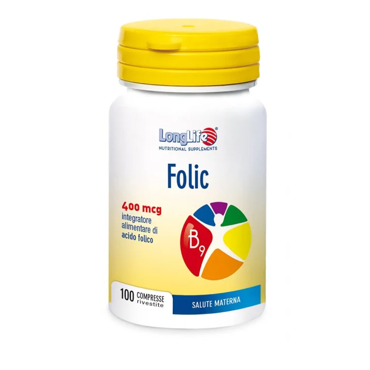 Longlife Folic 400 MCG Integratore Acido Folico 100 compresse Longlife Folic 400 MCG Integratore Acido Folico 100 compresse