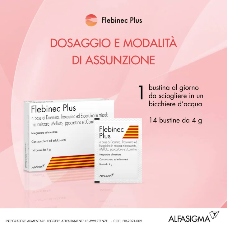 Flebinec Plus Integratore per la circolazione venosa 14 Bustine x 4 g
