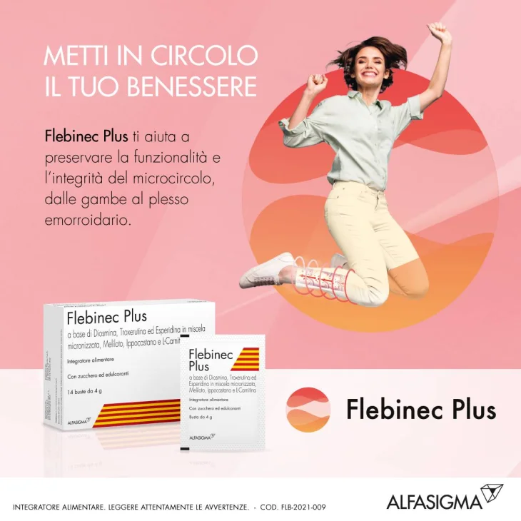 Flebinec Plus Integratore per la circolazione venosa 14 Bustine x 4 g