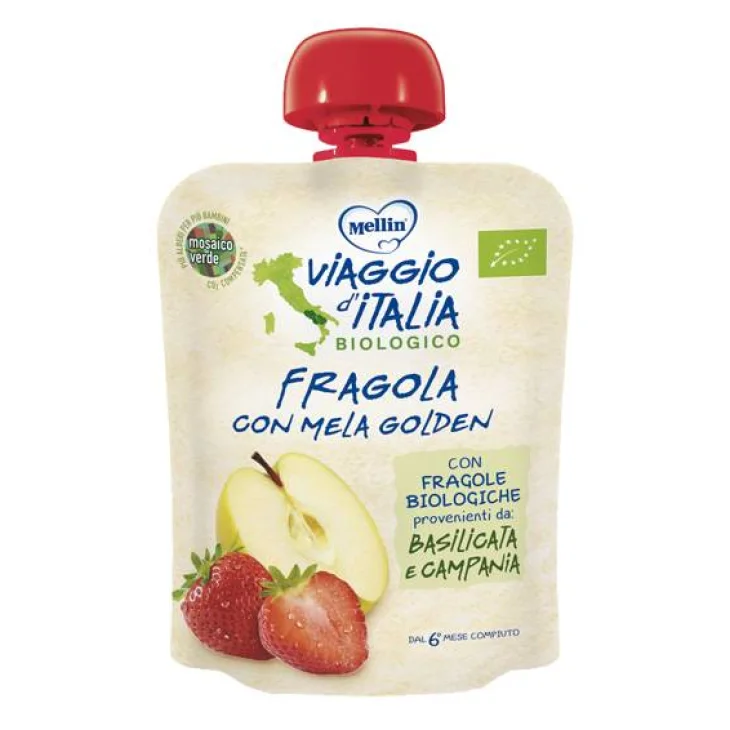 MELLIN VIAGGIO ITALIA POUCH BIO FRAGOLA MELA GOLDEN 90 G MELLIN VIAGGIO ITALIA POUCH BIO FRAGOLA MELA GOLDEN 90 G