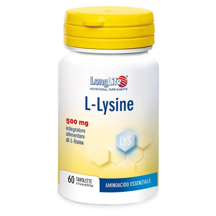 Longlife L-Lysine 500 mg Integratore per i tessuti connettivi 60 Tavolette Longlife L-Lysine 500 mg Integratore per i tessuti connettivi 60 Tavolette