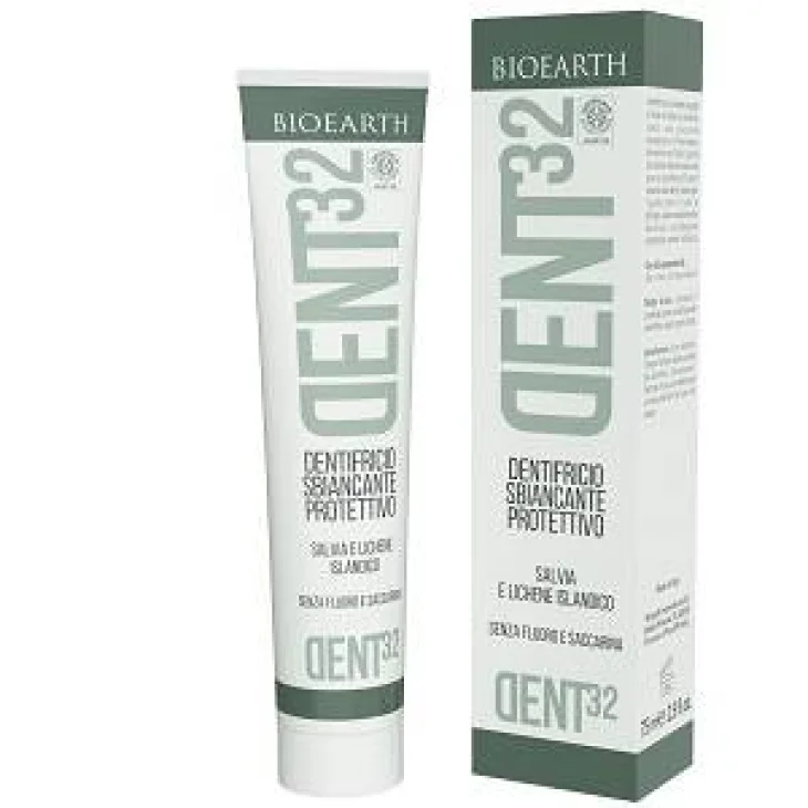 DENT32 DENTIFRICIO SBIANCANTE PROTETTIVO SALVIA E LICHEDE SENZA FLUORO E SACCARINA 75 ML