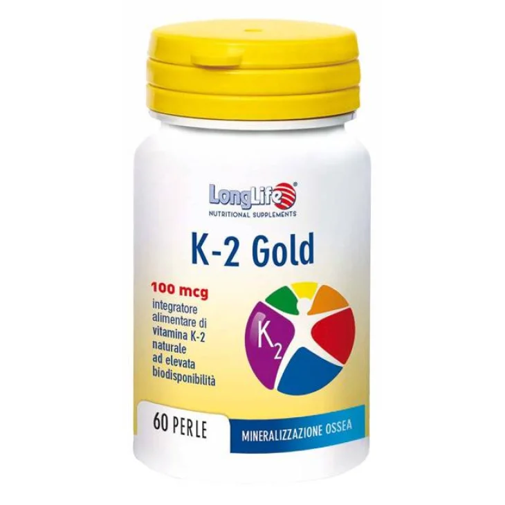 Longlife K-2 Gold Integratore Vitamina K 60 perle Longlife K-2 Gold Integratore Vitamina K 60 perle