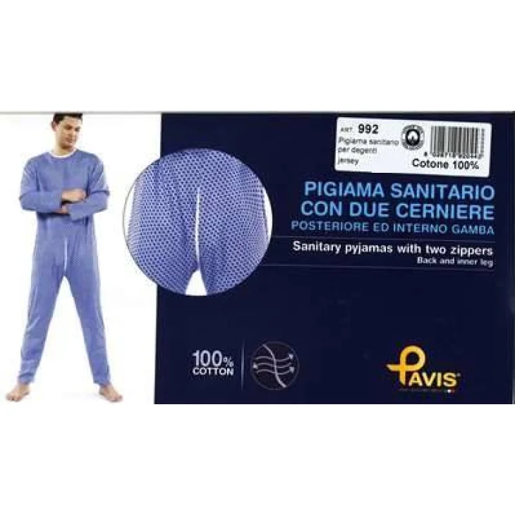 PAVIS WELLNESS 992 PIGIAMA UOMO DOPPIA CERNIERA AZZURRO M