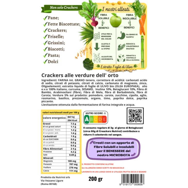 Nutrirsi NutriCracker Verdure Cracker a basso indice glicemico 250 g