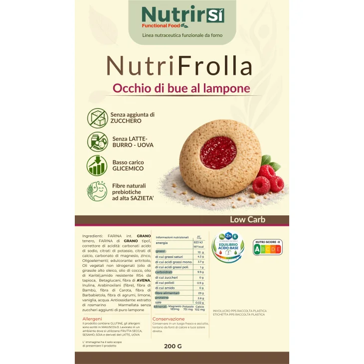 NutrirSi Biscotto & Marmellata Lampone a basso carico glicemico 200 g