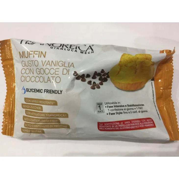 Tisanoreica Style Muffin Vaniglia con Gocce di Cioccolato senza Glutine 40 g Tisanoreica Style Muffin Vaniglia con Gocce di Cioccolato senza Glutine 40 g