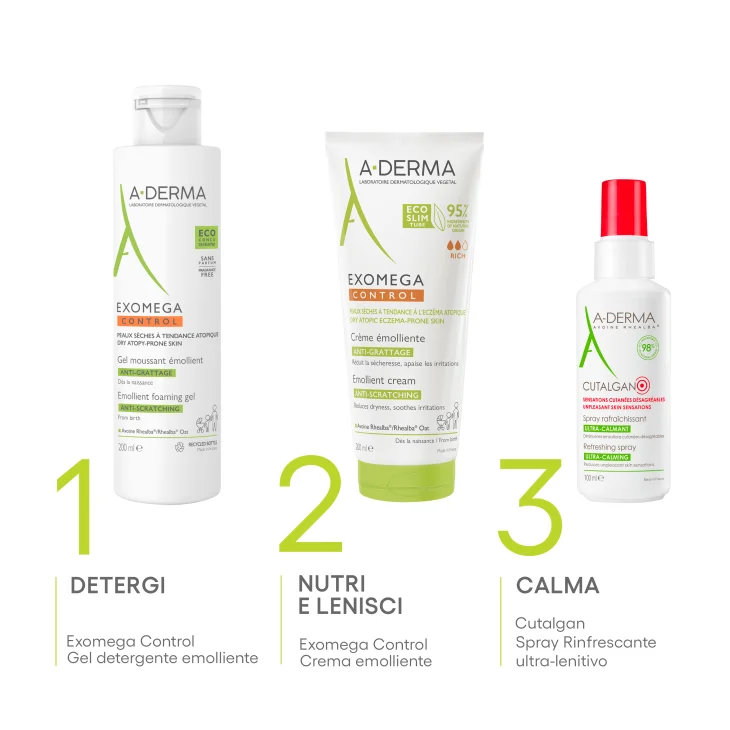 A-Derma Exomega Control Gel Detergente Emolliente Viso e Corpo 200 ml