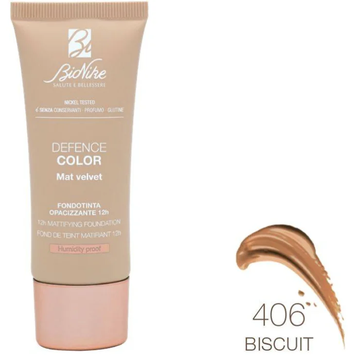 BioNike Defence Color Fondotinta Mat Velvet 406 Biscuit 30 ml