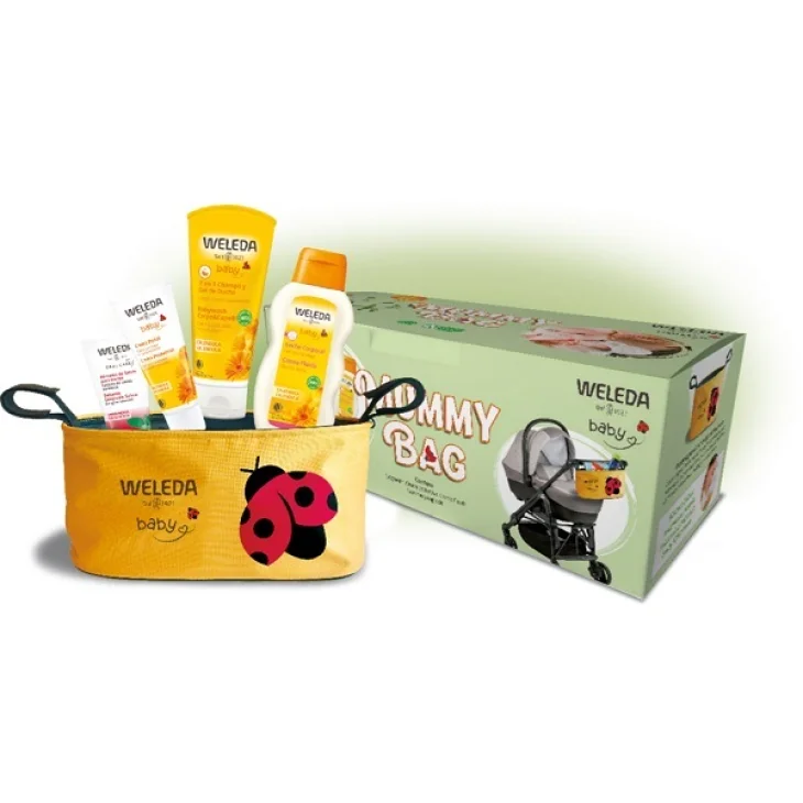 Mummy Bag Set Igiene E Cosmesi Calendula Babywash Crema Protettiva Crema Fluida Balsamo Gengivale 5 Pz
