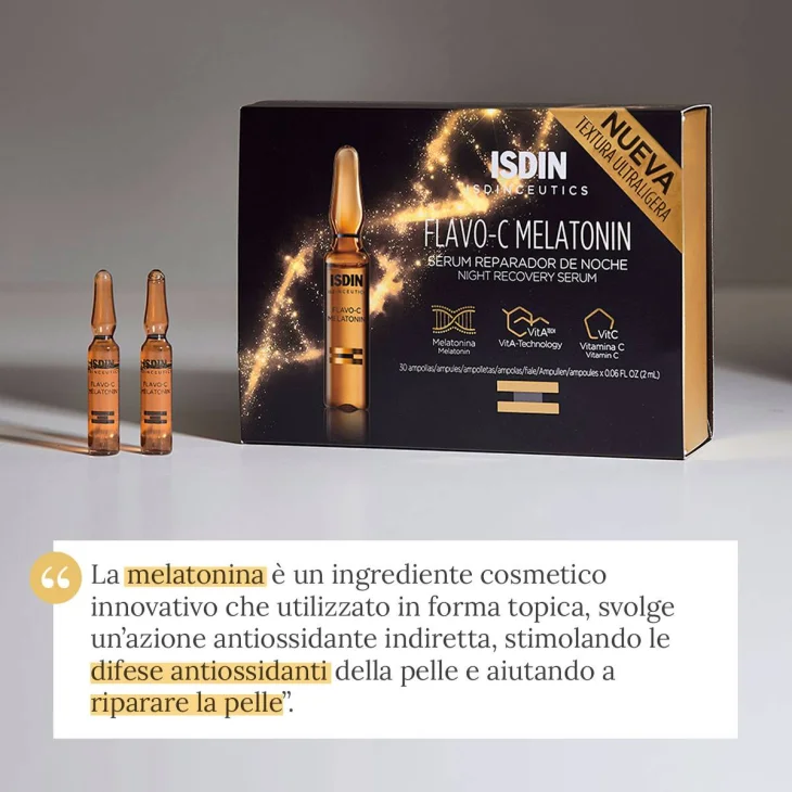 Isdin Isdinceutics Flavo C Melatonin Siero Viso Riparatore Notte 30 Fiale