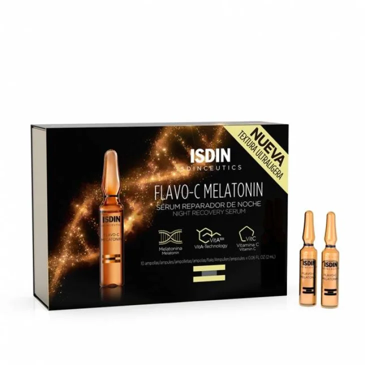 Isdin Isdinceutics Flavo C Melatonin Siero Viso Riparatore Notte 30 Fiale