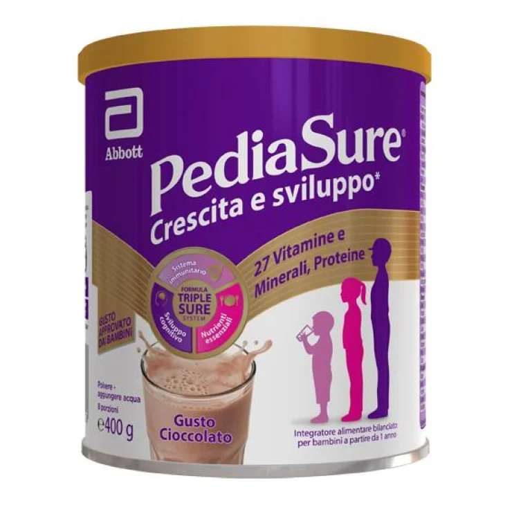 Pediasure Rinforza Crescita e Sviluppo del Bambino Cioccolato 400 g Pediasure Rinforza Crescita e Sviluppo del Bambino Cioccolato 400 g