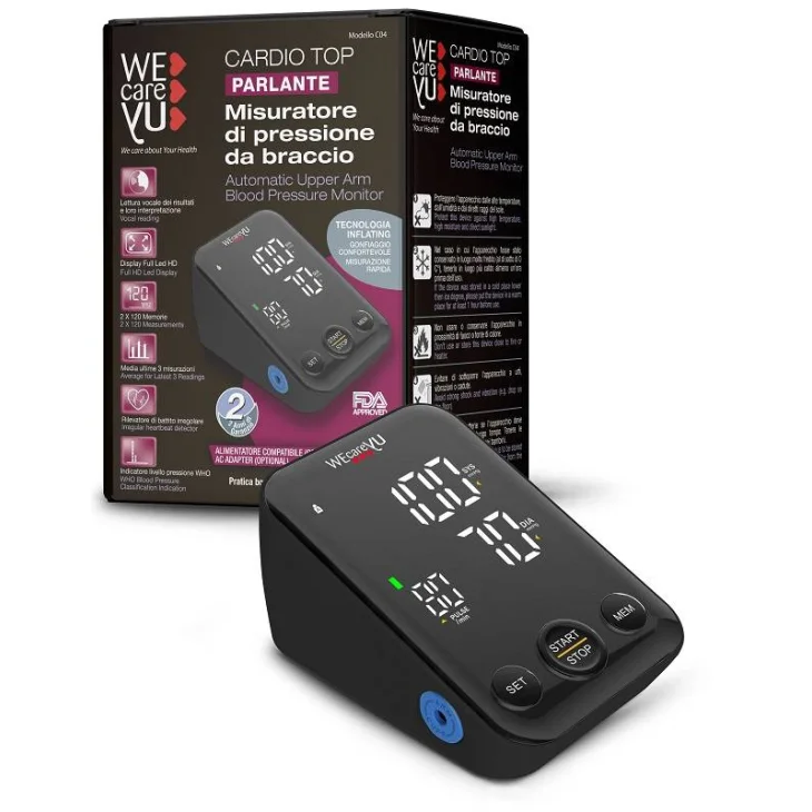 Wecareyu Cardio Top Misuratore Di Pressione Da Braccio Parlante Wecareyu Cardio Top Misuratore Di Pressione Da Braccio Parlante