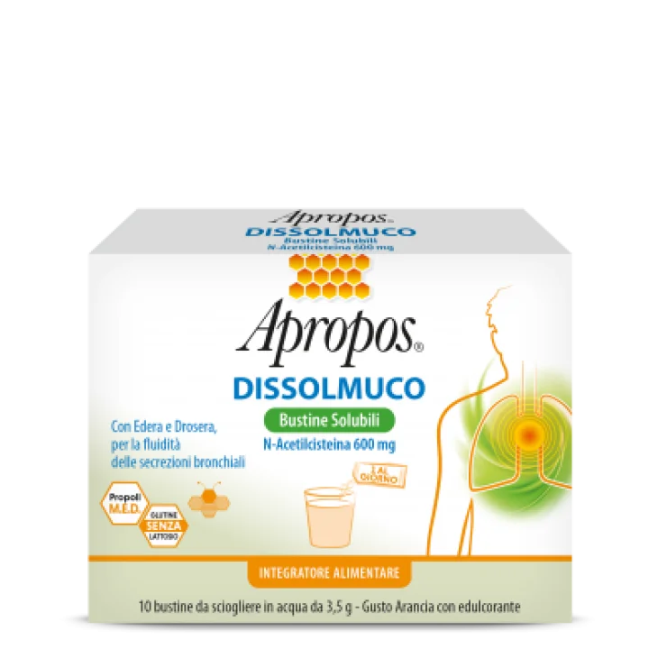 Apropos Dissolmuco Integratore Fluidificante Bronchiale 10 Bustine Solubili
