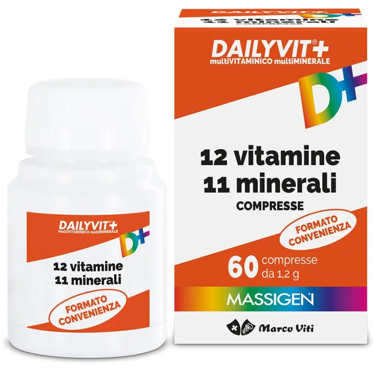 Massigen Dailyvit+ 12 Vitamine 11 Minerali 60 Compresse Massigen Dailyvit+ 12 Vitamine 11 Minerali 60 Compresse