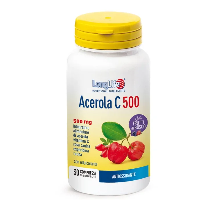 Longlife Acerola C500 Frutti Di Bosco Vitamina C 30 Compresse Longlife Acerola C500 Frutti Di Bosco Vitamina C 30 Compresse